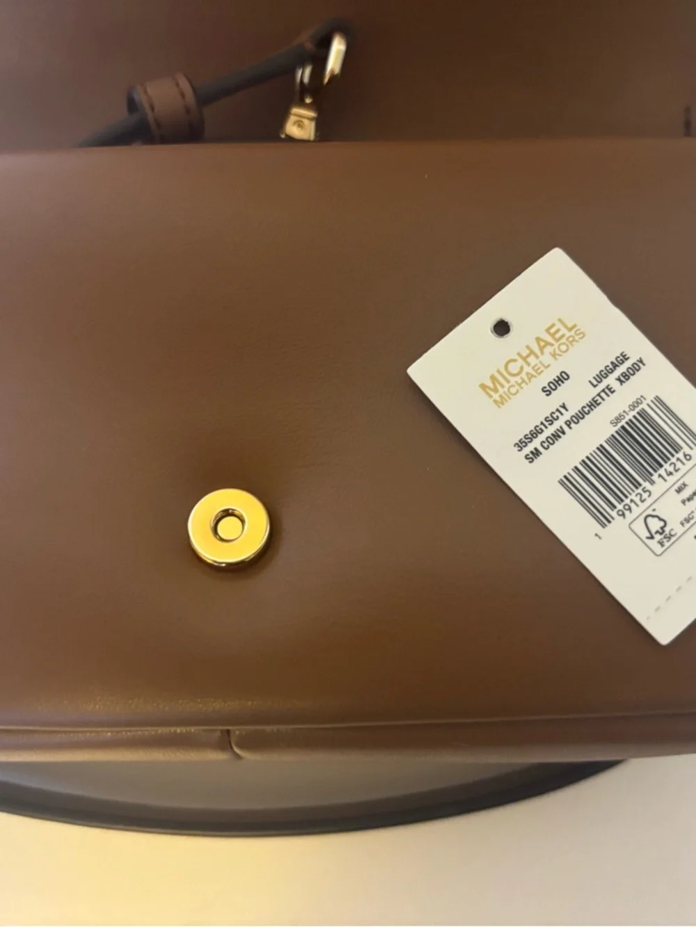 Michael Kors Brown Crossbody with Gold Tone Lock